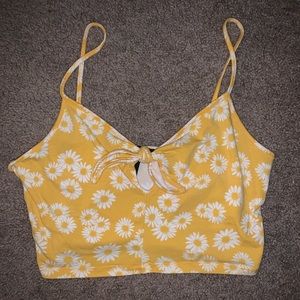 Yellow patterned cropped tank